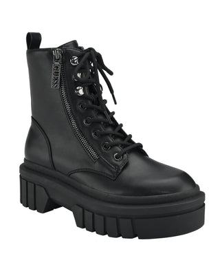 GUESS Women's Ferina Combat Lug Sole Lace Up Boots Black Size 7 M