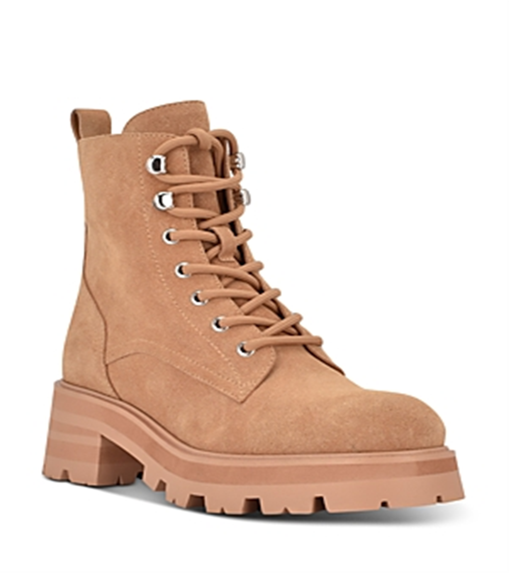 Botas femininas Lucien com cadarço, tamanho 10, marrom, da Marc Fisher Ltd.