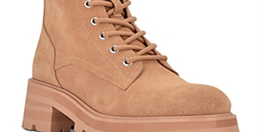Botas femininas Lucien com cadarço, tamanho 10, marrom, da Marc Fisher Ltd.
