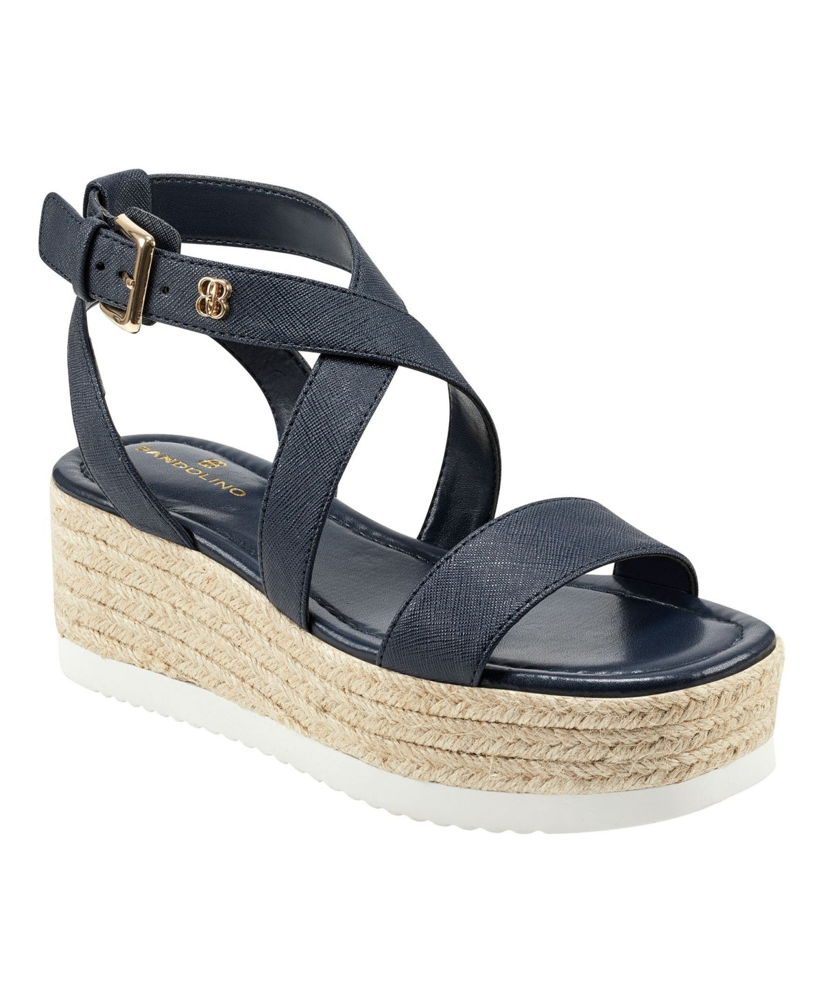 Sandálias plataforma femininas Bandolino Major, azul, tamanho 8 M