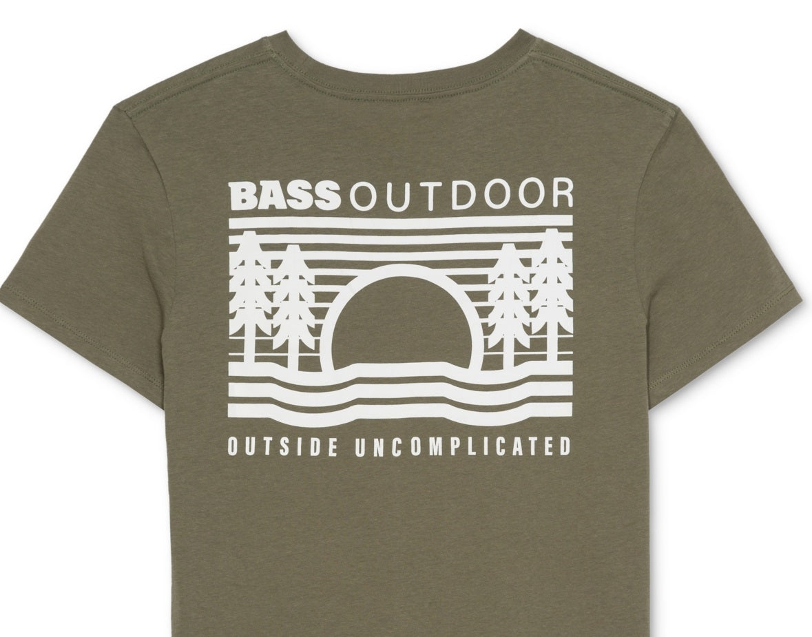 Camiseta feminina Bass Outdoor com estampa bordada, verde, tamanho médio
