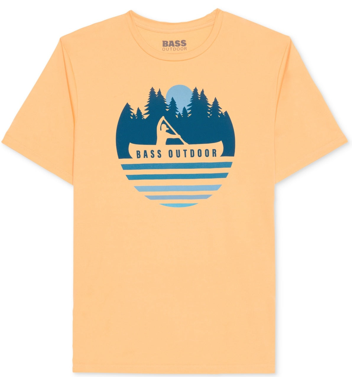 Camiseta masculina Bass Outdoor com estampa gráfica e logotipo laranja
