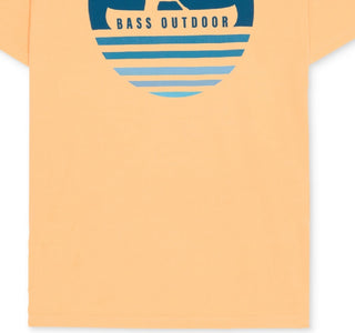 Camiseta masculina Bass Outdoor com estampa gráfica e logotipo laranja