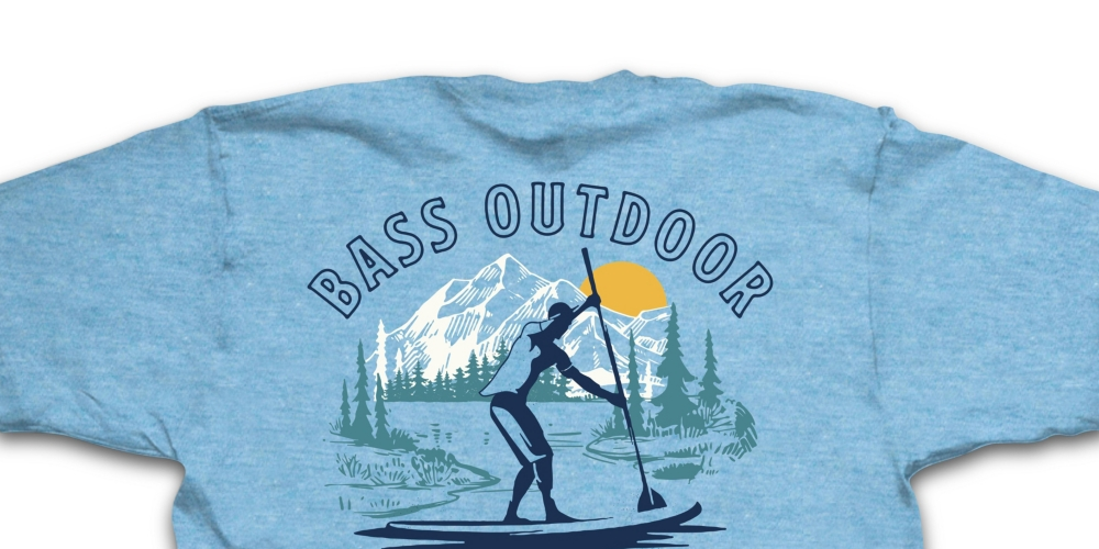 Camiseta Bass Outdoor Paddled Masculina Azul Tamanho Médio