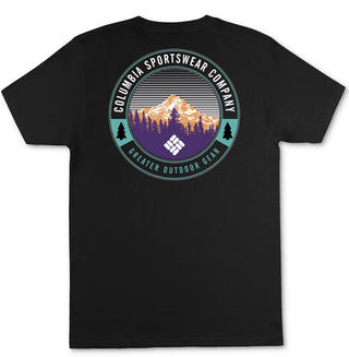 Camiseta gráfica masculina Columbia preta tamanho pequeno