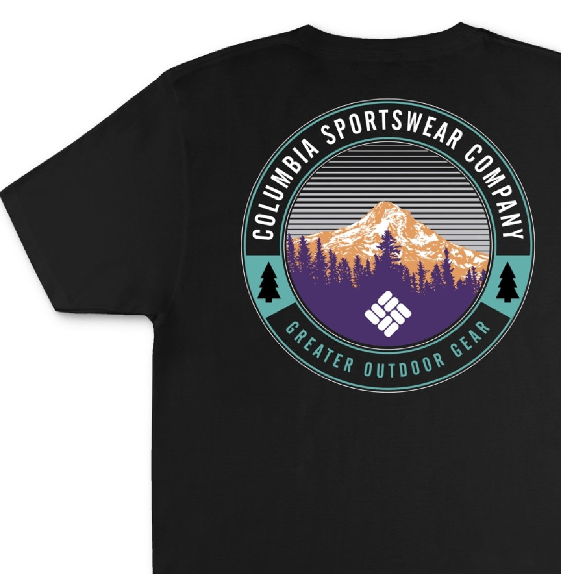 Camiseta gráfica masculina Columbia preta tamanho pequeno