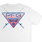 Camiseta Columbia Performance Fishing Gear com logotipo triangular, branca, tamanho pequeno