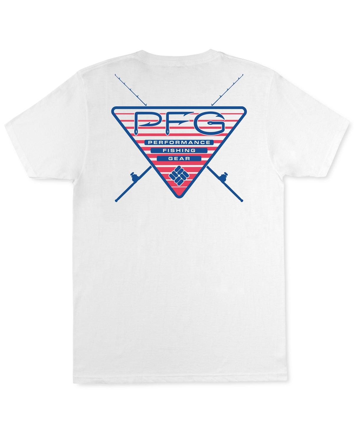 Camiseta Columbia Performance Fishing Gear com logotipo triangular, branca, tamanho pequeno