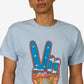 Camiseta masculina Junk Food Trip In Peace, azul, tamanho pequeno