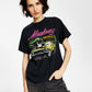 Camiseta feminina Junk Food Cotton Mustang com estampa gráfica, preta, tamanho extragrande