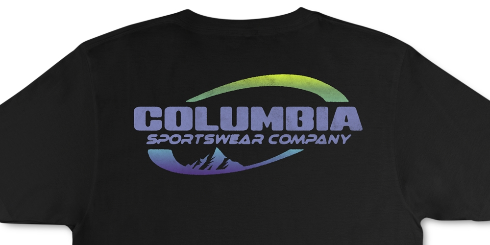 Camiseta gráfica com logotipo da Columbia Corp Masculina, preta, tamanho XX-G
