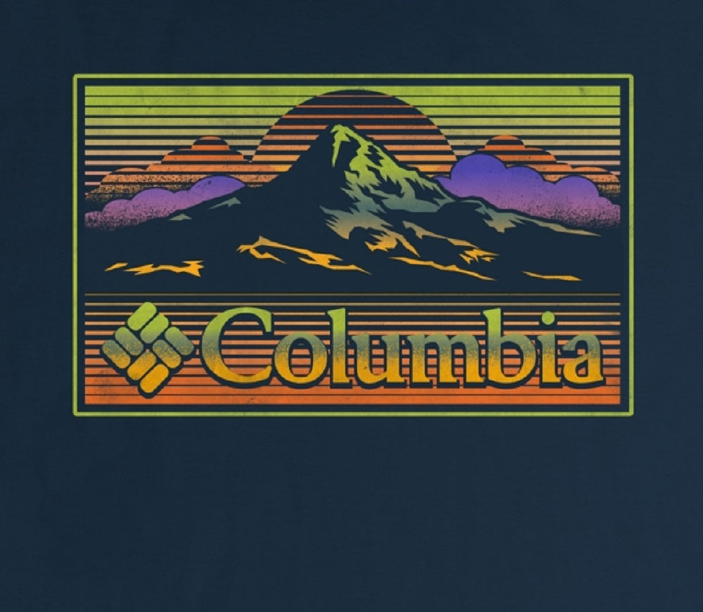 Camiseta gráfica masculina Columbia azul tamanho X-G