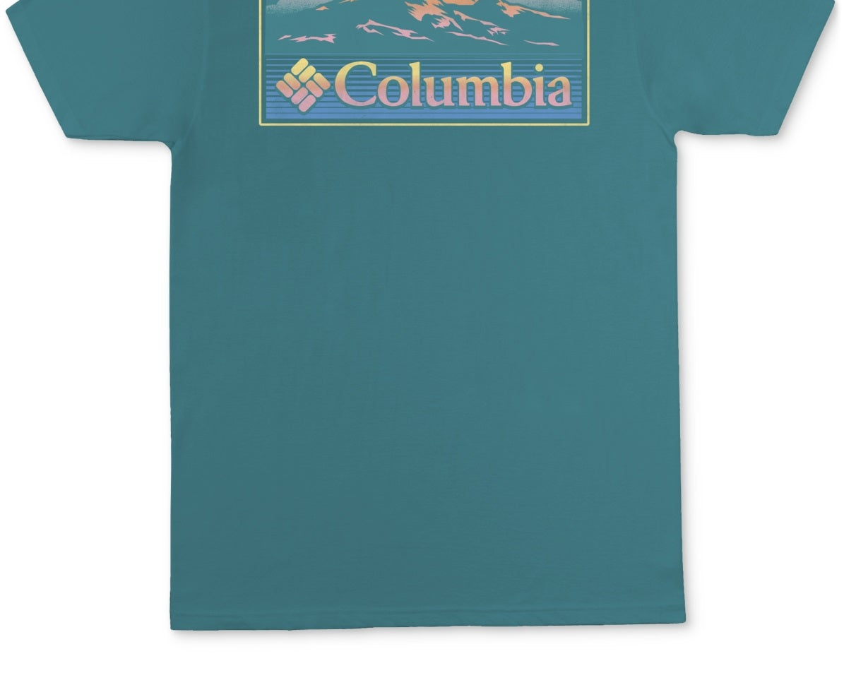 Camiseta gráfica masculina Columbia verde tamanho XX-G