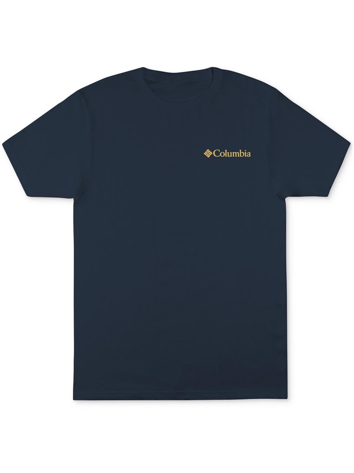 Camiseta Columbia Masculina de Algodão com Gola Redonda e Estampa Azul, Tamanho Grande