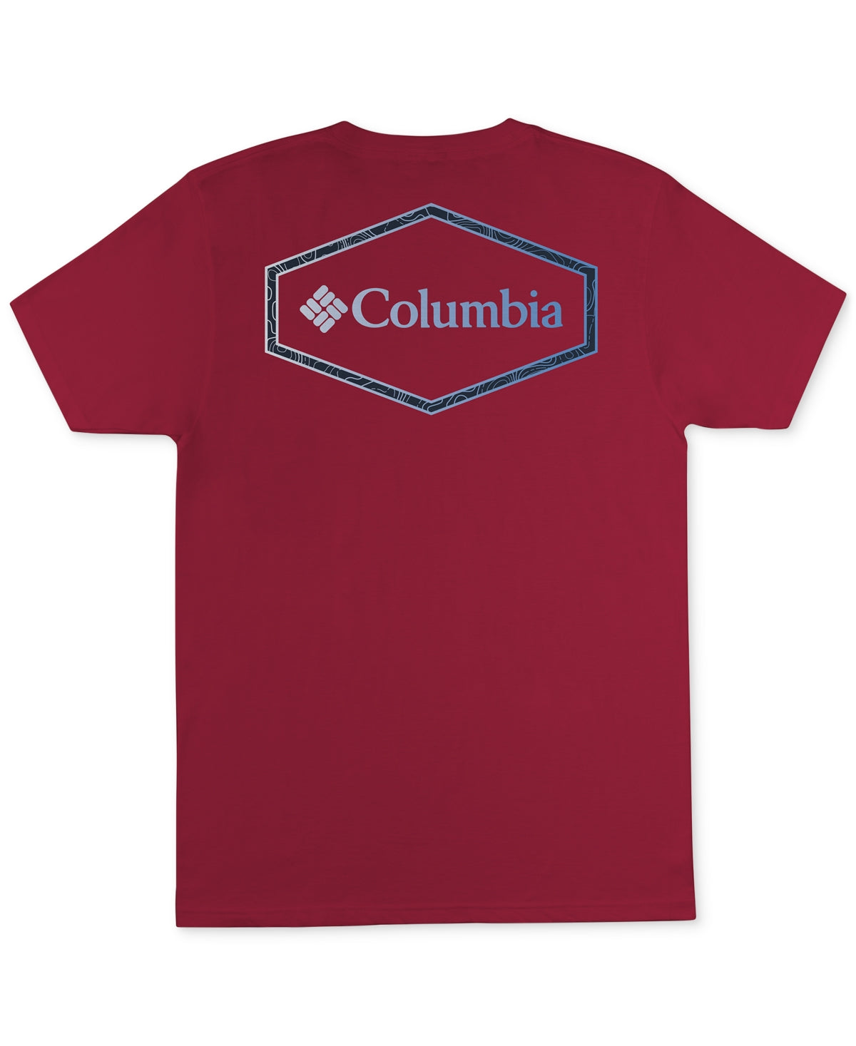 Camiseta Columbia Masculina de Algodão com Gola Redonda e Estampa Vermelha, Tamanho Pequeno