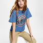 Camiseta feminina Junk Food de algodão com estampa gráfica dos Beatles, azul, tamanho extragrande