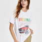 Camiseta feminina com estampa gráfica original Mustang da Junk Food, branca, tamanho grande