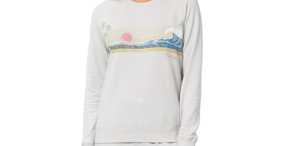 Calça de moletom Hurley Junior Wavez Burnout Fleece de cintura alta, cinza, tamanho pequeno