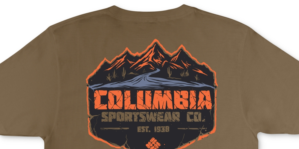 Camiseta Columbia Journey Mountain Logo Graphic Masculina Marrom Tamanho P