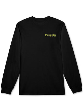 Camiseta Columbia Masculina Classic Fit com Logo Vertical e Manga Longa, Preta, Tamanho X-G