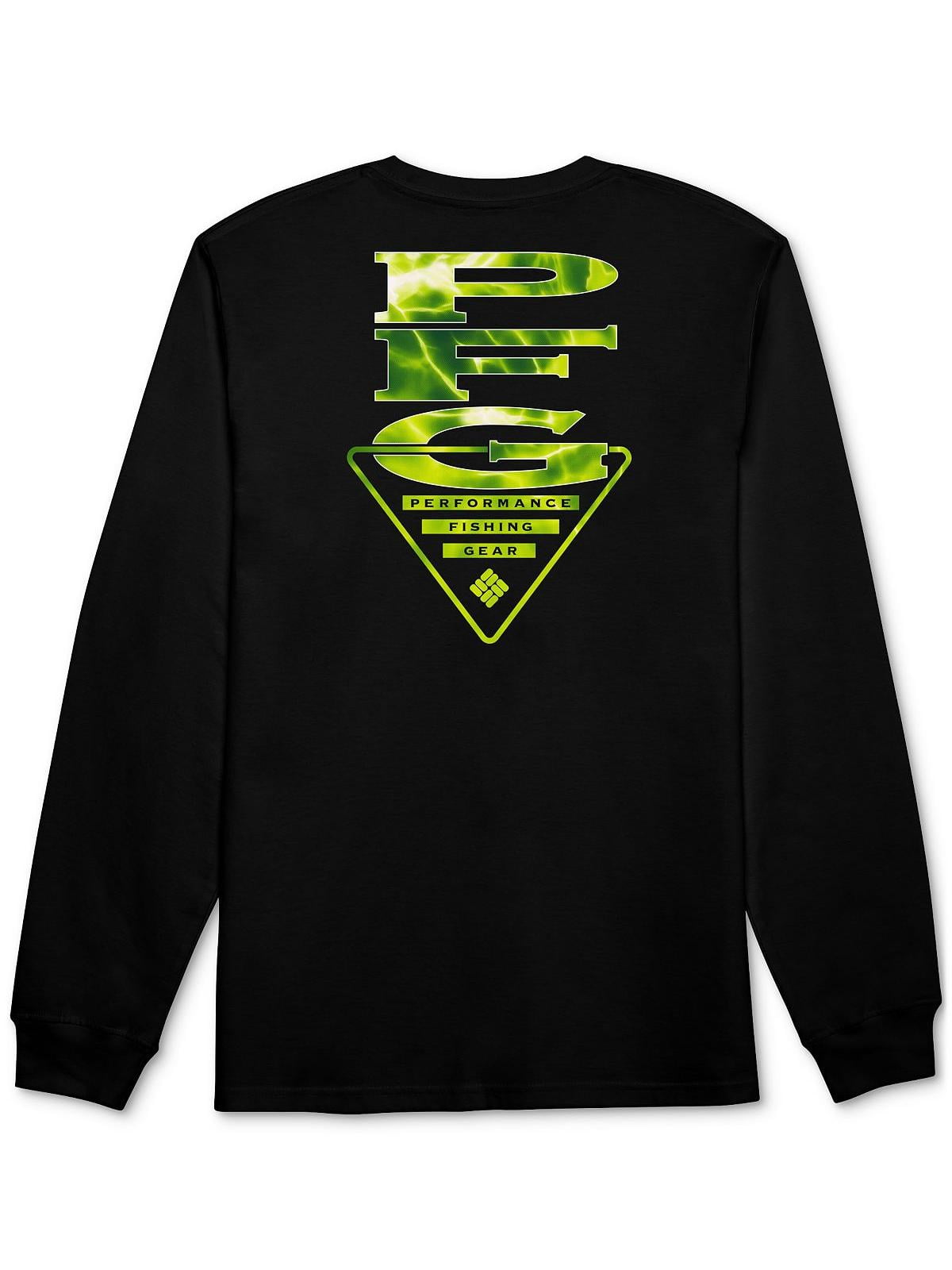 Camiseta Columbia Masculina Classic Fit com Logo Vertical e Manga Longa, Preta, Tamanho X-G