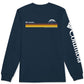 Camiseta Columbia Masculina Classic Fit Listrada com Logo e Manga Longa Azul Tamanho P