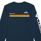 Camiseta Columbia Masculina Classic Fit Listrada com Logo e Manga Longa Azul Tamanho P