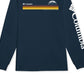Camiseta Columbia Masculina Classic Fit Listrada com Logo e Manga Longa Azul Tamanho P