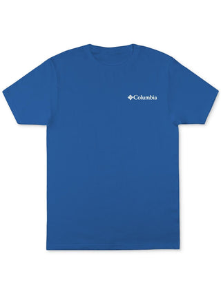Camiseta Columbia Masculina de Algodão com Gola Redonda e Estampa Azul, Tamanho Grande