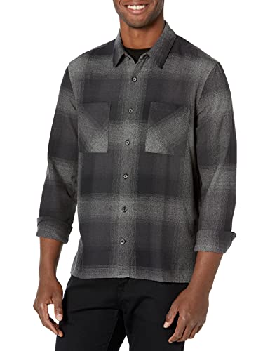Camisa de algodão masculina John Varvatos com botões, tamanho regular, preta, tamanho extragrande