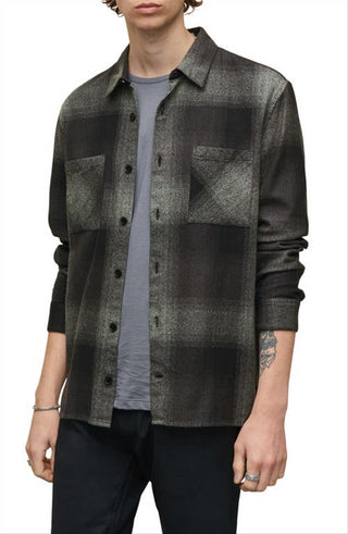 John Varvatos Men's Regular Fit Cotton Button Up Shirt Black Size X-Large