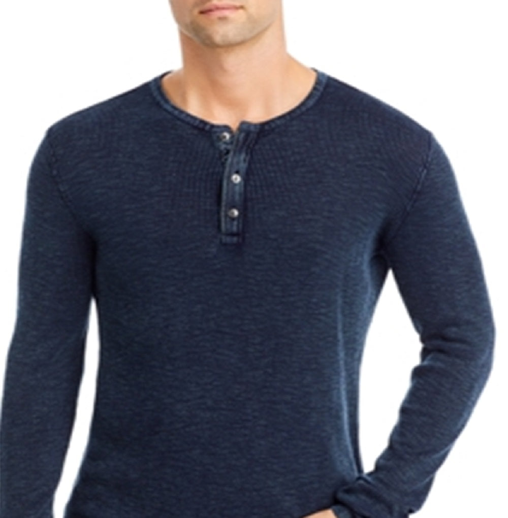 Camiseta masculina John Varvatos Memphis Waffle Henley azul tamanho GG