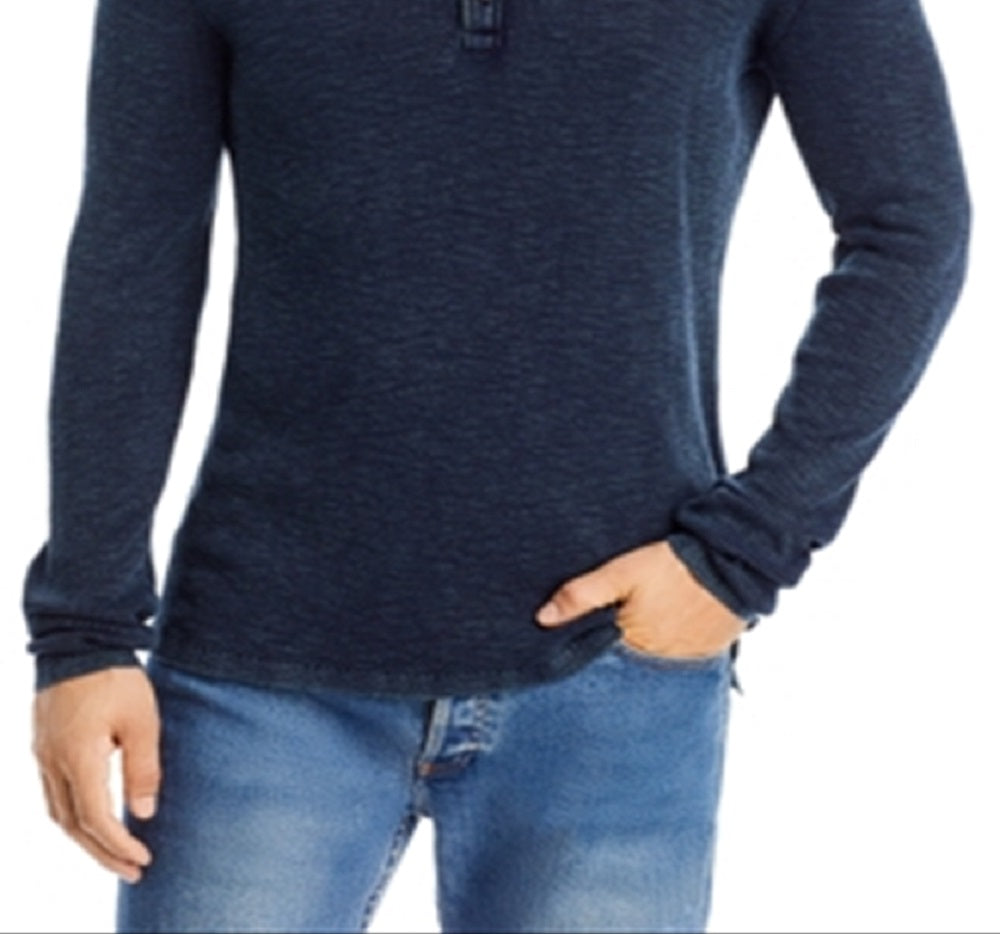 Camiseta masculina John Varvatos Memphis Waffle Henley azul tamanho GG
