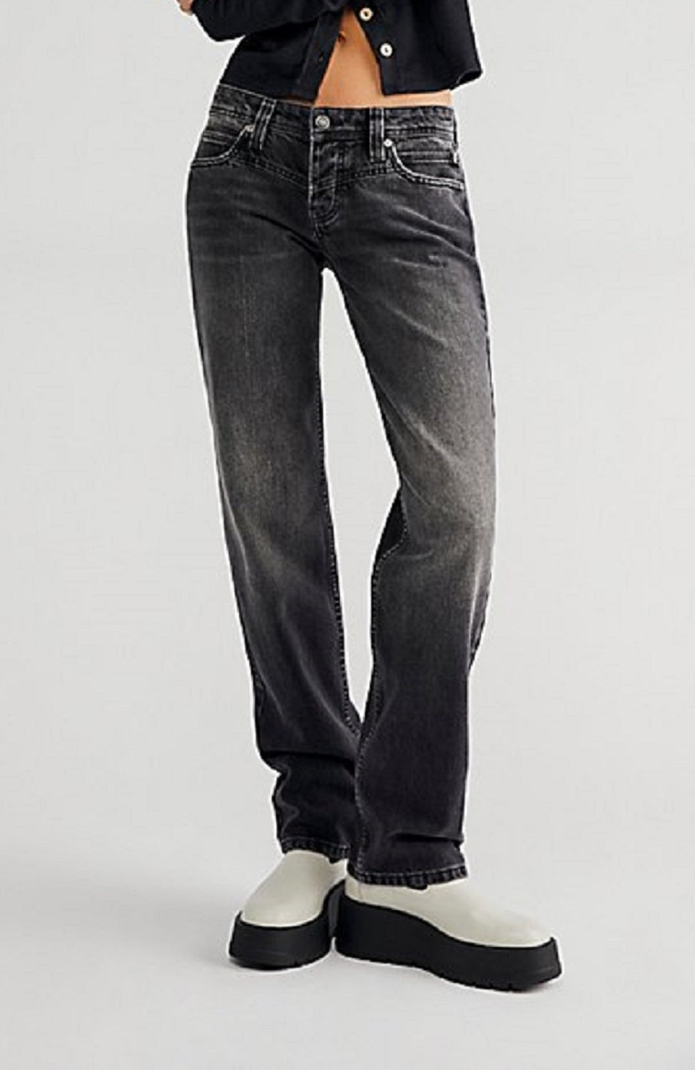 Calça Jeans Shelby Boyfriend Feminina Free People Preta Tamanho 25