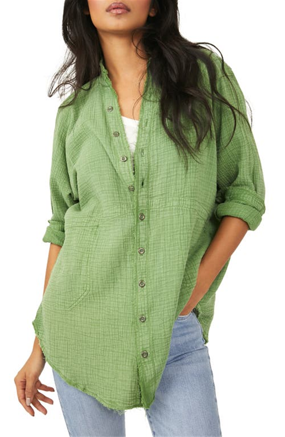 Camisa túnica feminina Summer Daydream da Free People, verde, tamanho X-S