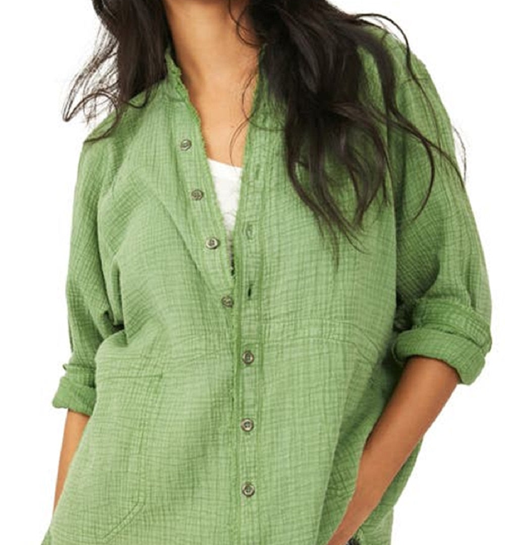 Camisa túnica feminina Summer Daydream da Free People, verde, tamanho X-S
