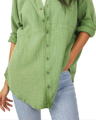 Camisa túnica feminina Summer Daydream da Free People, verde, tamanho X-S