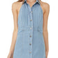 Vestido curto jeans Sami Halter feminino Free People, azul, tamanho médio