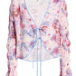 Blusa feminina com amarração frontal floral Venice da Free People, roxa, tamanho pequeno