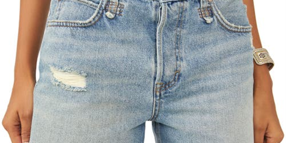 Shorts femininos Makai de cintura alta com corte alto, azul, tamanho 28