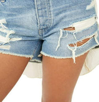 Shorts Maggie Distressed Azul Free People Feminino Tamanho 30
