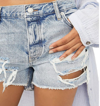 Shorts Maggie Distressed Azul Free People Feminino Tamanho 26