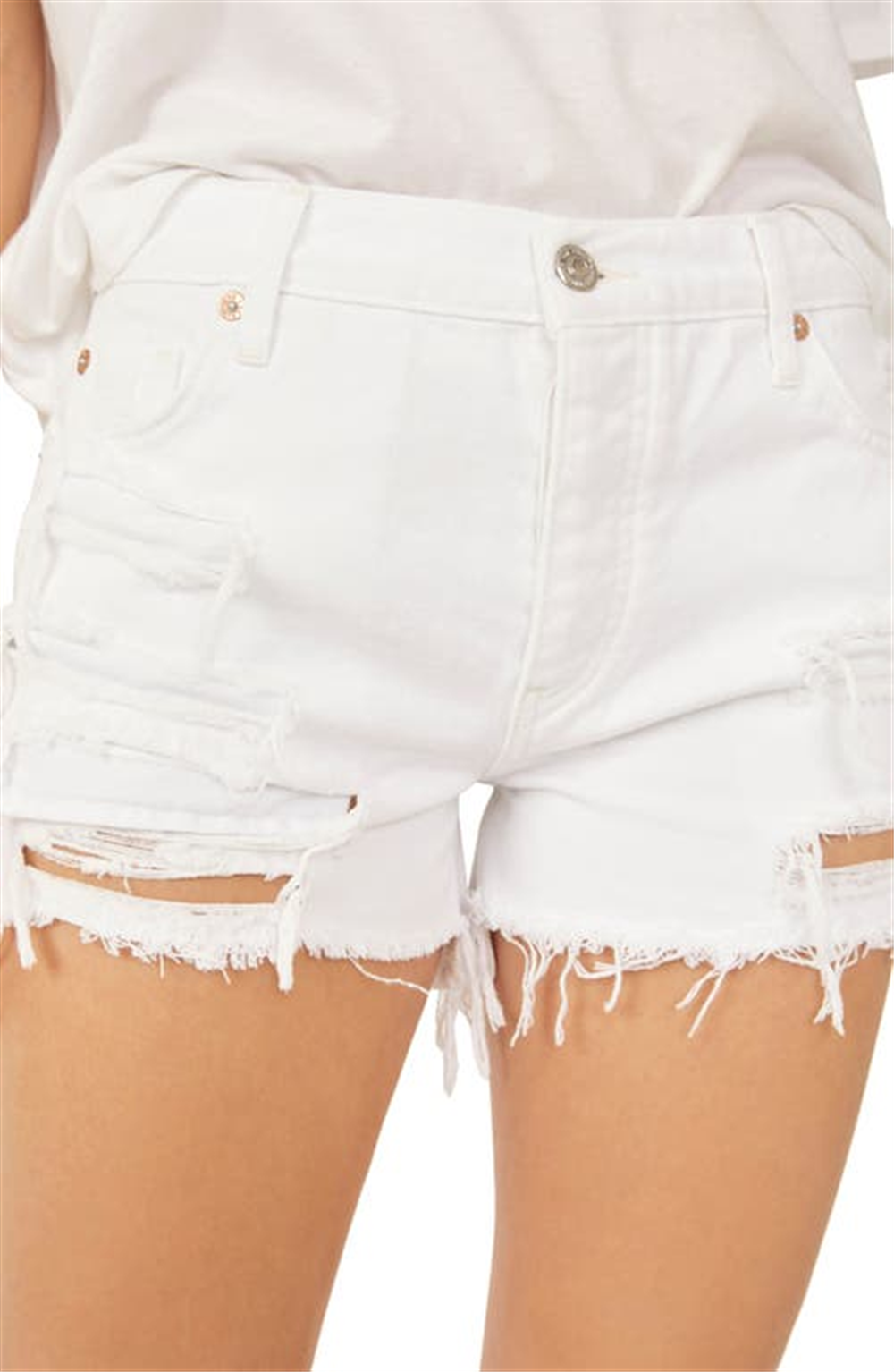 Shorts Maggie Distressed Feminino Free People Branco Tamanho 29