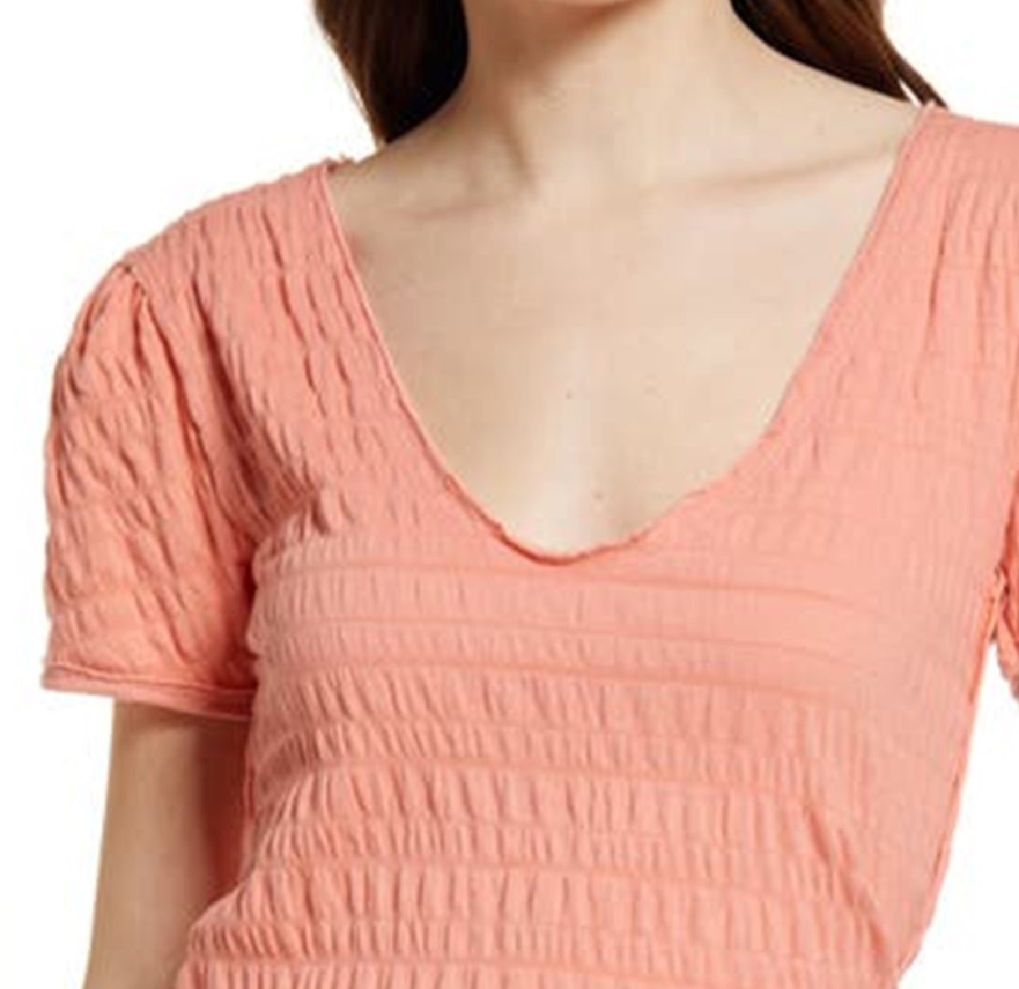 Camiseta feminina Sugar Cube com decote em V, rosa, tamanho pequeno
