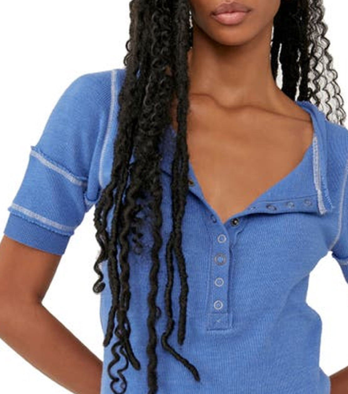 Calça Henley Feminina On The Run Algodão Blend Azul Tamanho Médio