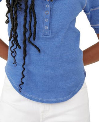Calça Henley Feminina On The Run Algodão Blend Azul Tamanho Médio