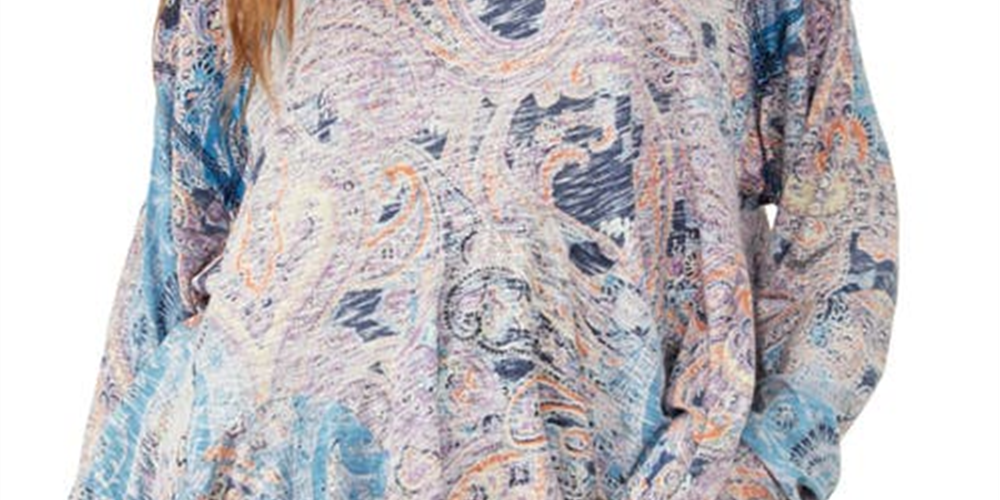 Camiseta feminina Free People Making Circles Paisley de algodão e modal, tamanho X-S