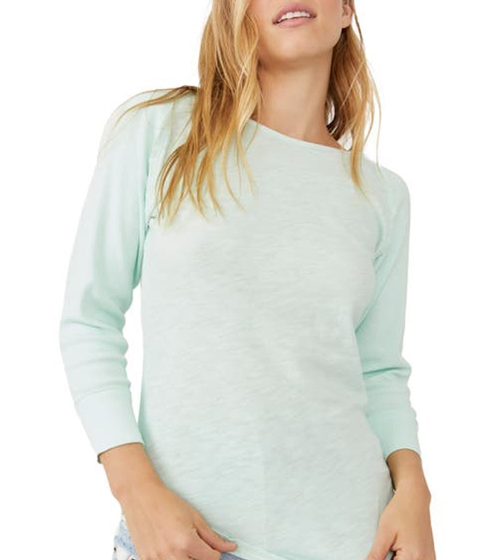 Camiseta feminina Batter Up Cotton da Free People, verde, tamanho pequeno