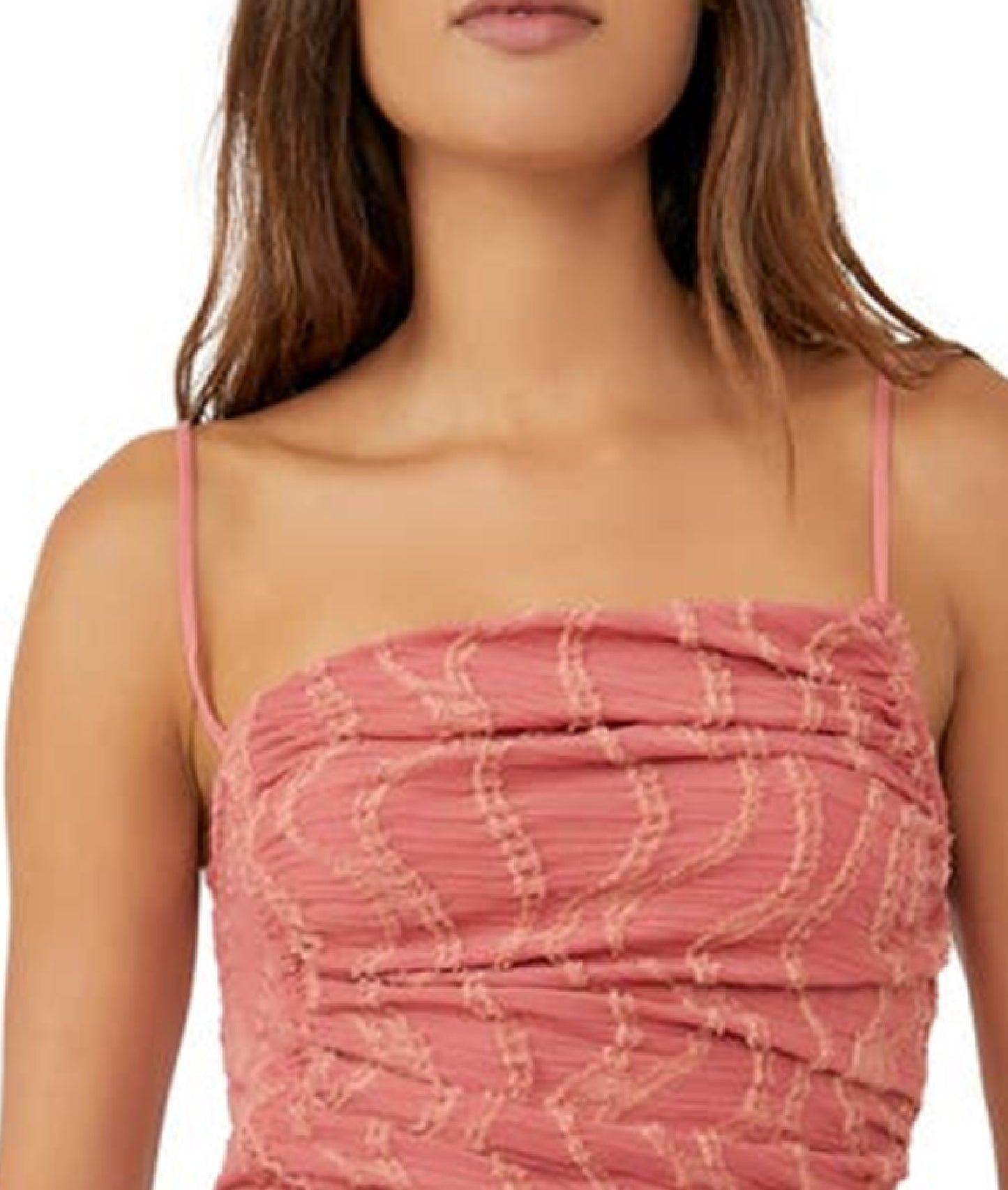 Camisola feminina Free People Sand Dunes com franjas, vermelha, tamanho médio