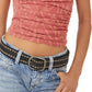 Camisola feminina Free People Sand Dunes com franjas, vermelha, tamanho médio